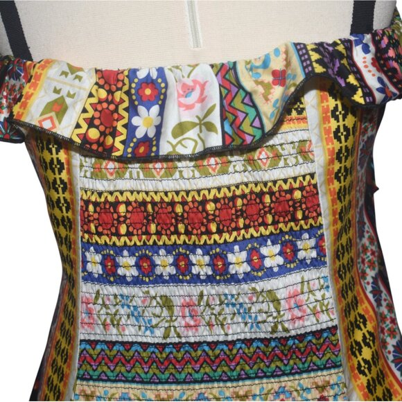 Anna Sui for Anthropologie Retro Floral Stripe Cami Top Ruffle 4 - Picture 4 of 7